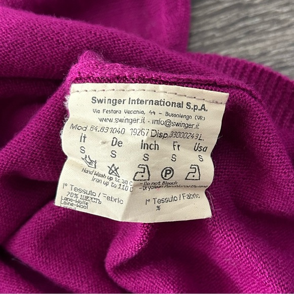 Emanuel Ungaro Fever Wool Blend Beaded Open Long Sleeve Sweater Size S Fuchsia - Picture 8 of 9